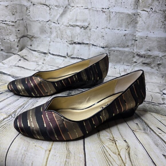 PROXY Black Brown Gold Womens Emastine Dress Wedge Heels Shoes  Size 9.5B - Picture 4 of 8